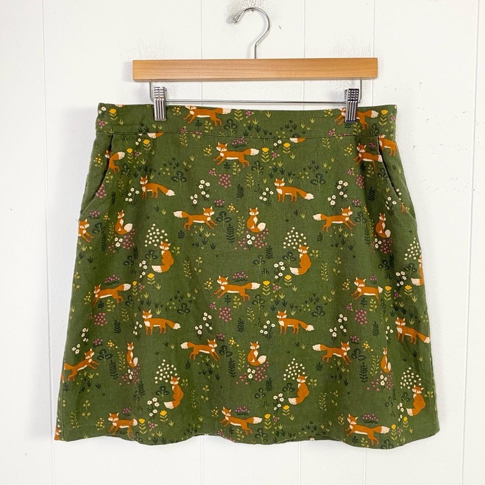 Green Fox Print Skirt